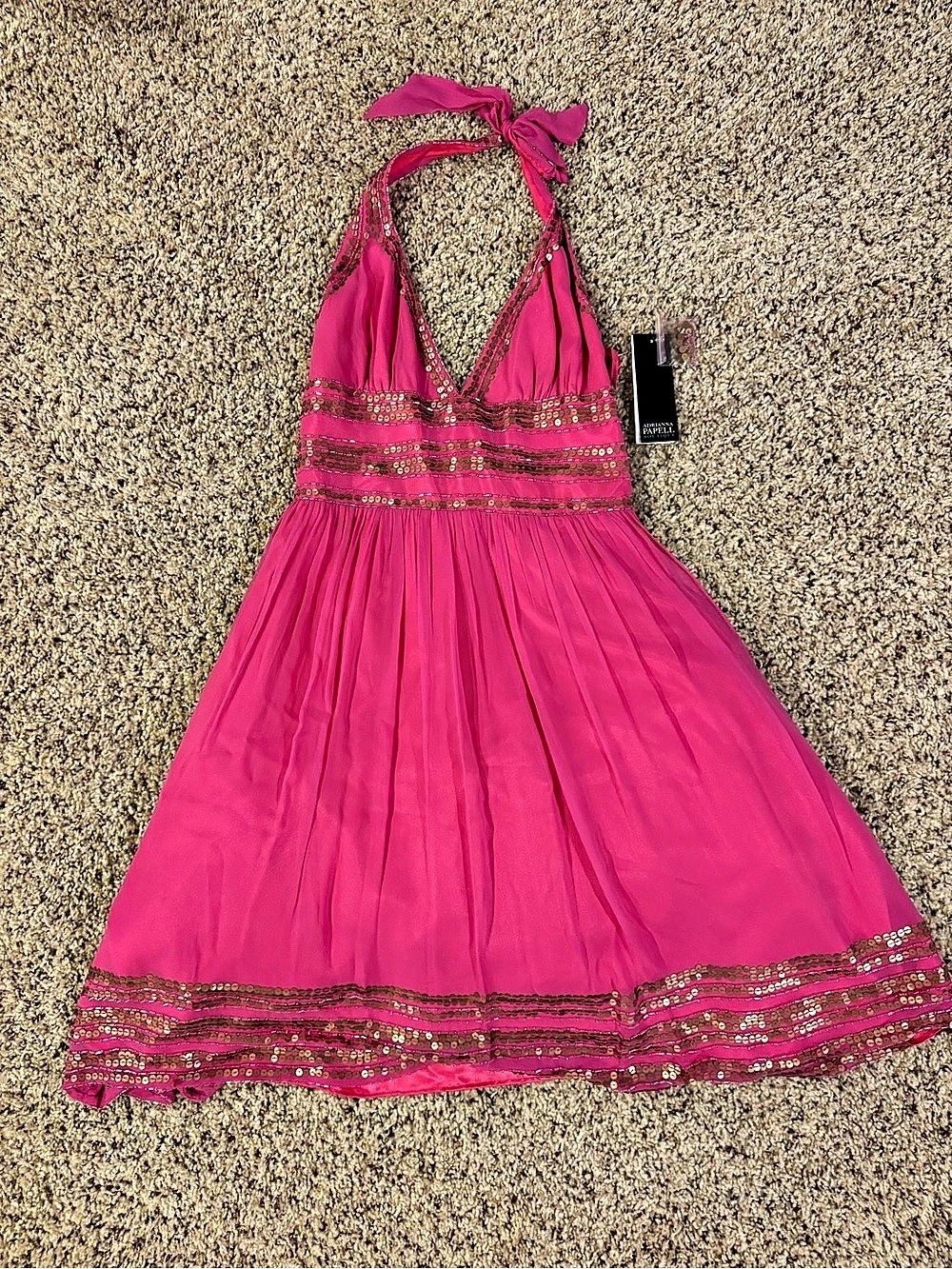 Adrianna Papell Pink Halter Mini Dress